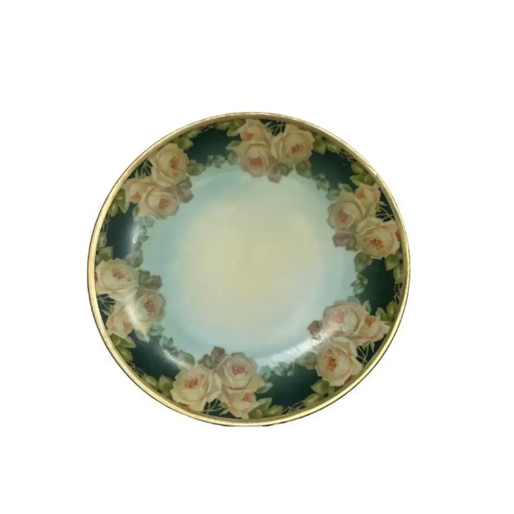 Antique Thomas Bavaria Dessert-Salad Hand Painted Yellow Roses 8.5